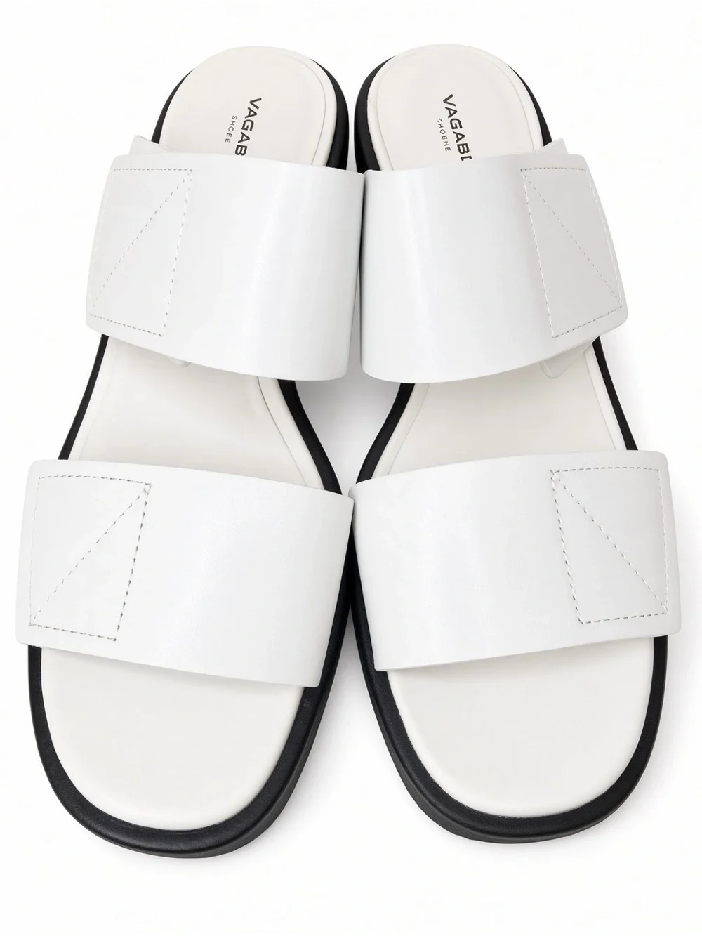 Vagabond Shoemakers Leather Slide Sandals White Straps Block Heel Women’s 39